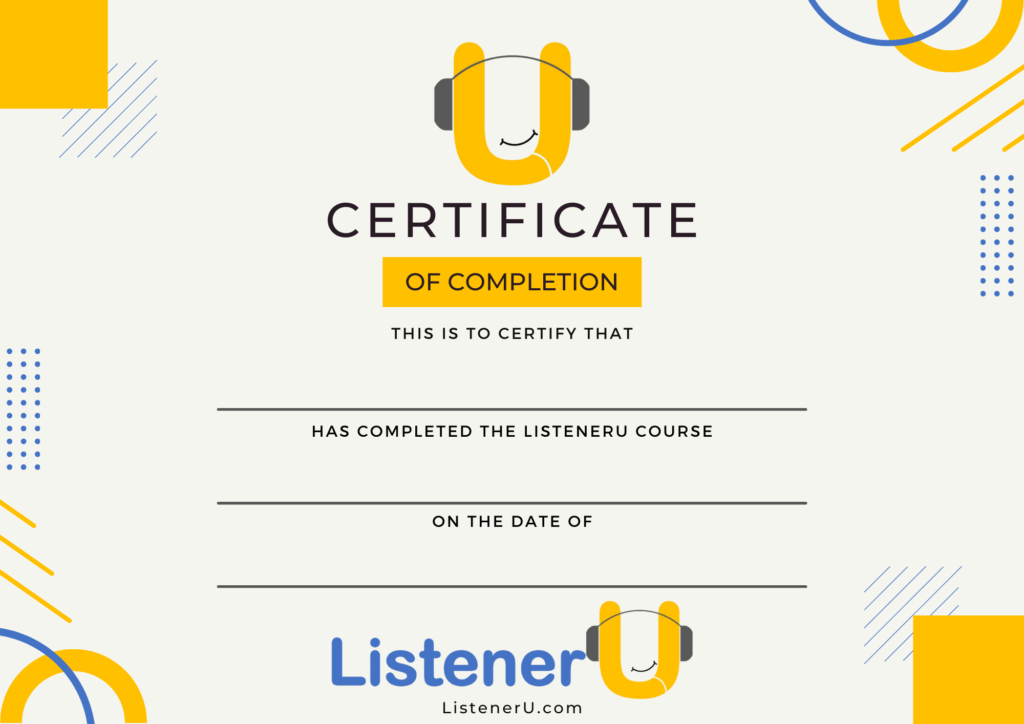 ListenerU Certificate of Completion